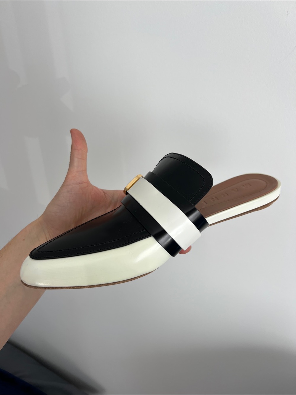 Marni leather backless pointed toe slip on sabot slides flats mules slippers 38 - Picture 6 of 10